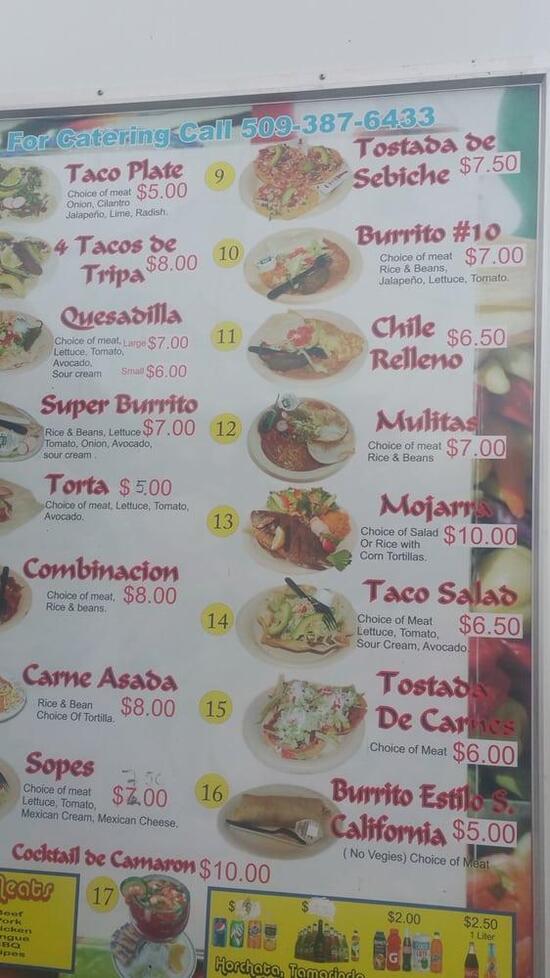 Menu At Taqueria El Tapatio Restaurant East Wenatchee