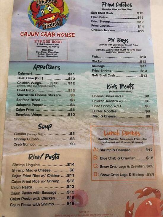 shaw's crab house menu