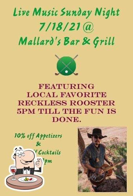 Menu at Mallard's Bar and Grill Located at Rendezvous Meadow Golf