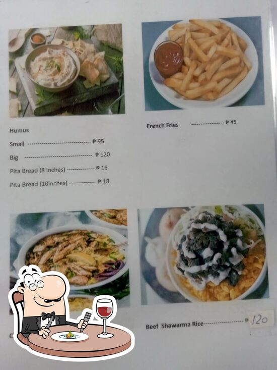 Menu at Shawarma King restaurant, Cebu City