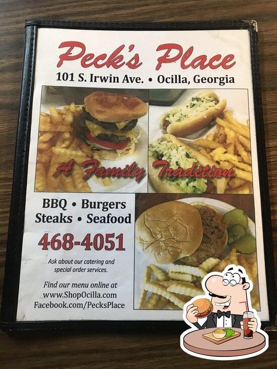Menu at Peck's Place restaurant, Ocilla