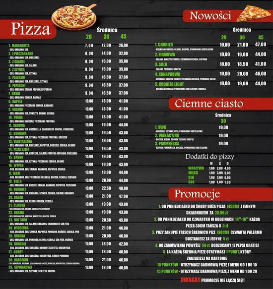 Menu at Pizzeria PePe Pizza Gostyń, Gostyn
