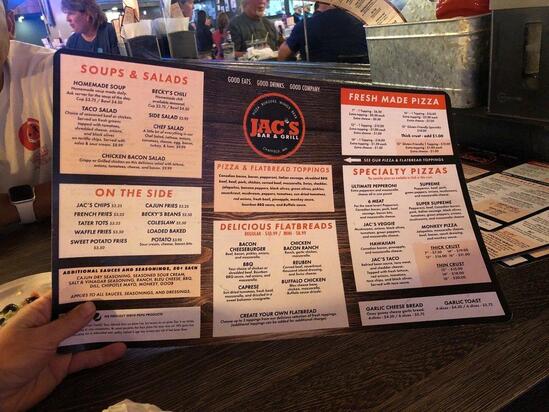 Menu at Jac's Bar & Grill, Chatfield