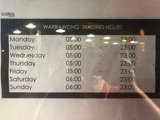 Carta de Shell Coles Express Warrawong, Warrawong