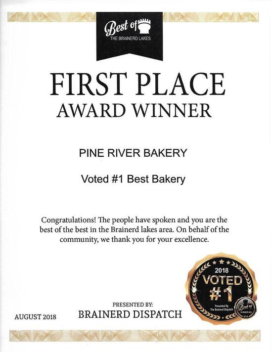 Menu at The Pine River Bakery, Pine River