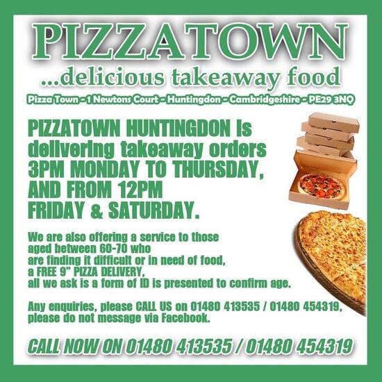 Menu at Pizza Town pizzeria, Huntingdon