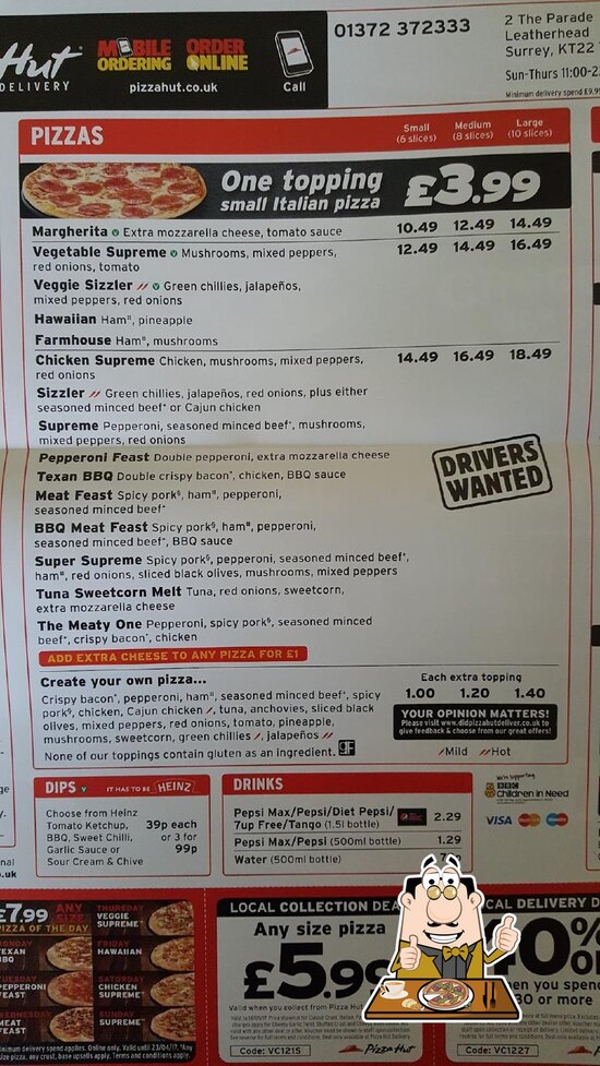 Pizza Hut Delivery in Leatherhead Restaurant menu and reviews
