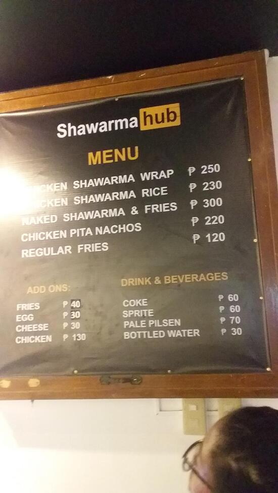 Menu at Shawarma Hub El Nido restaurant, El Nido