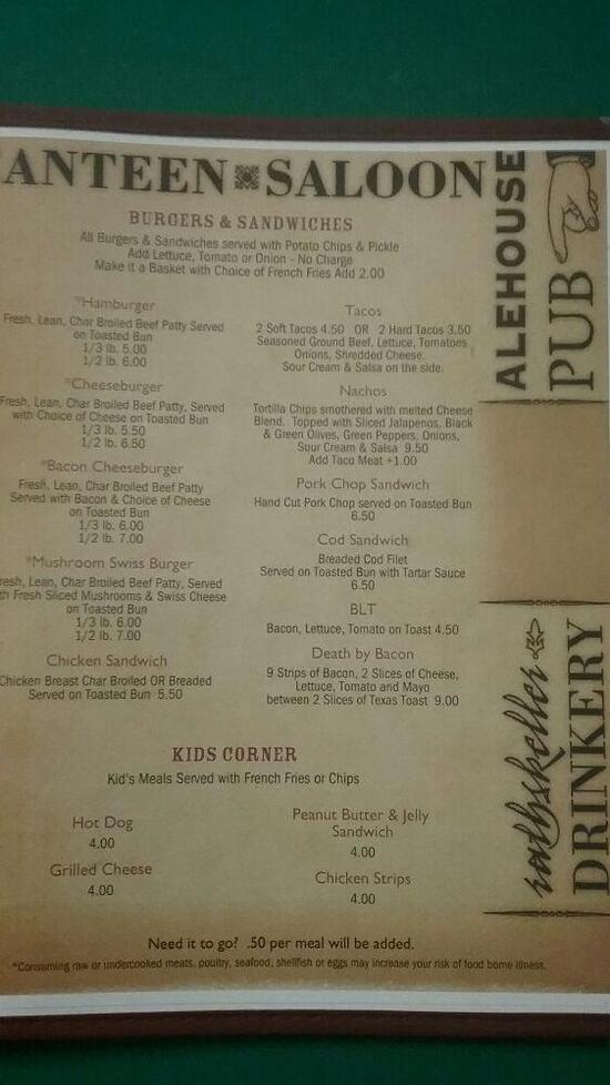Menu at Rocks Pour House pub & bar, Gratiot