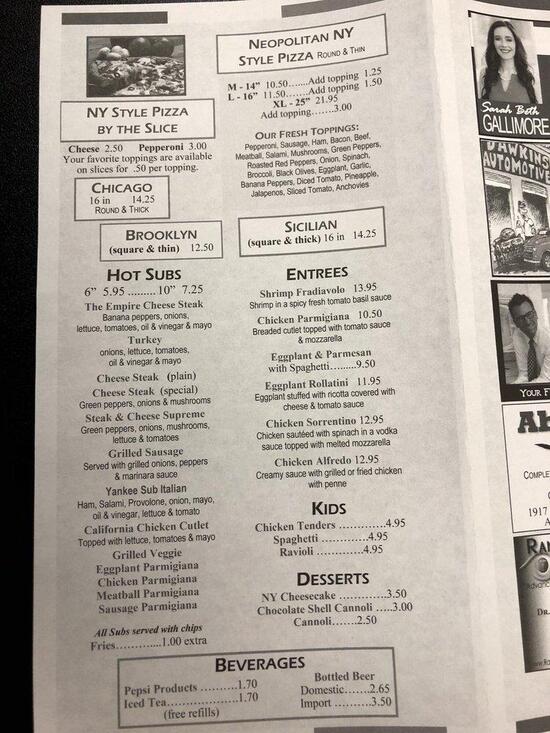 Menu at Time Square Pizza Downtown pizzeria, Asheboro, 242 S