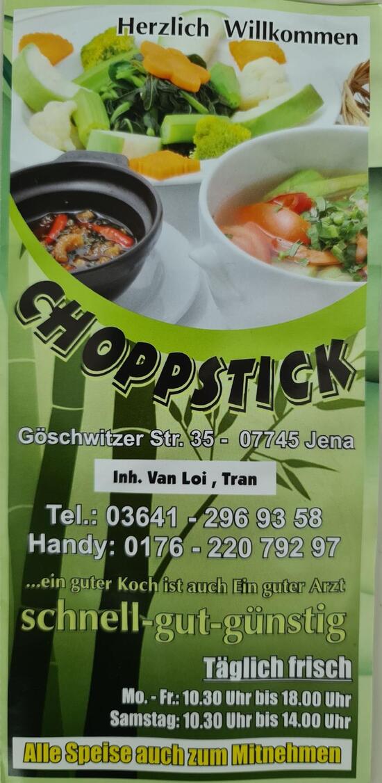 Speisekarte von Asia Chopsticks Imbiss restaurant, Jena