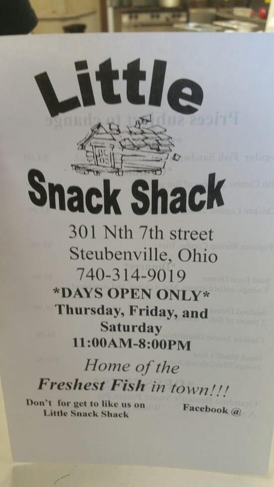 Menu at Little Snack Shack restaurant, Steubenville
