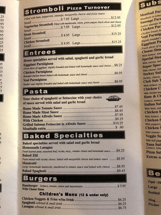 Menu at Elizabeth's Pizza pizzeria, Collinsville, Virginia Ave