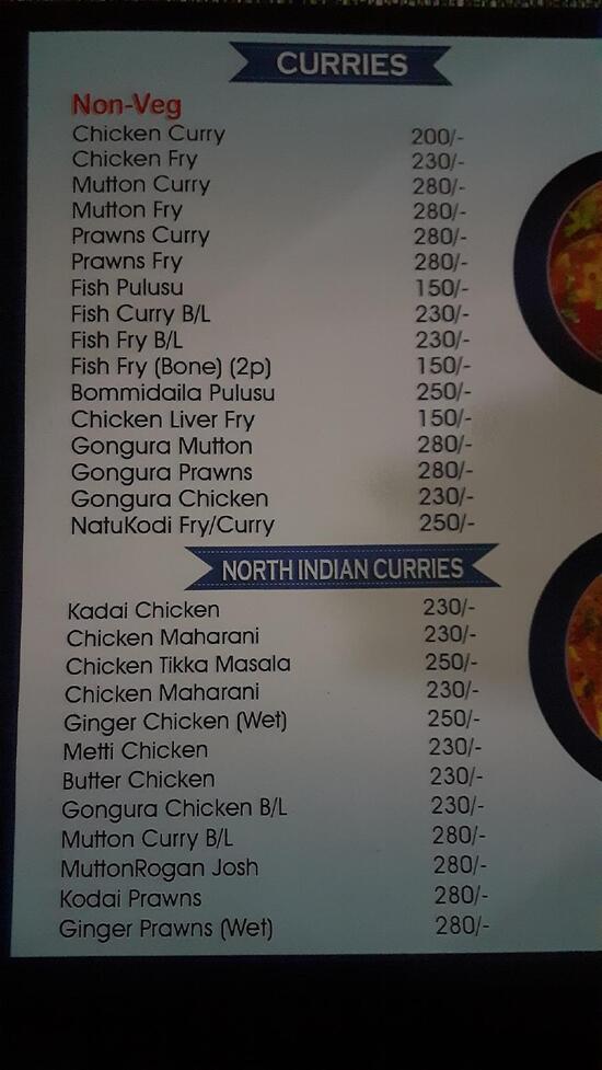 Menu at HOSANNA SWAGATH RESTAURANT, Vijayawada