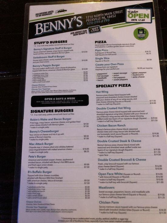 Carta De Benny s Sports Bar And Restaurant Blakely Carta De Benny s Sports Bar And Restaurant Blakely