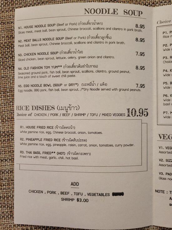 Menu at Noodle Hut restaurant, Edmonds