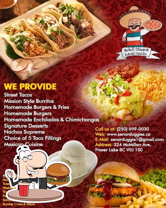 Menu at Senor Duggies Tacos & Pizzeria, Fraser Lake