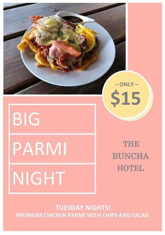 Menu at The Buncha Hotel pub & bar, Dubbo