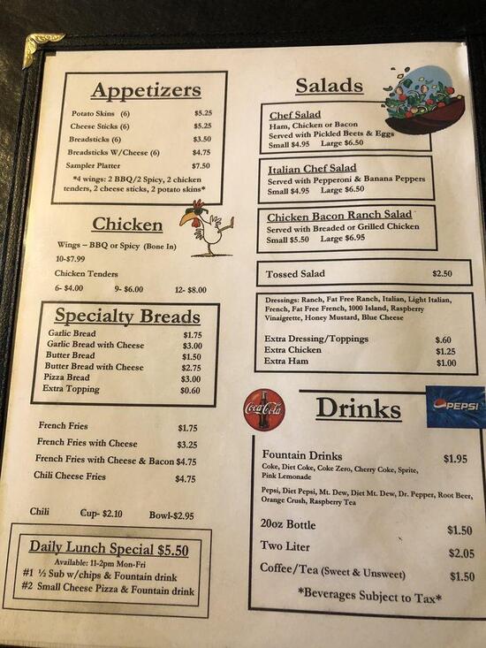 Menu at Hunter Pizzeria, Franklin, OH-122