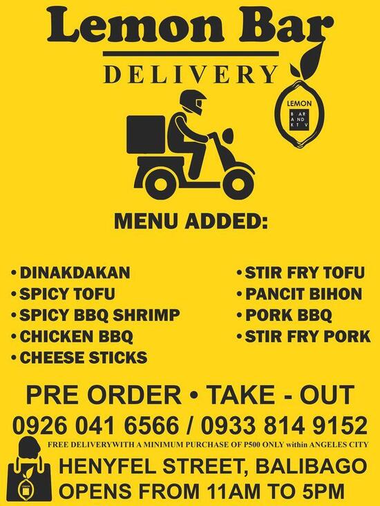 Menu at Lemon Bar And Ktv, Angeles