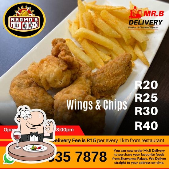 Menu at Nkomo fried chicken restaurant, Durban