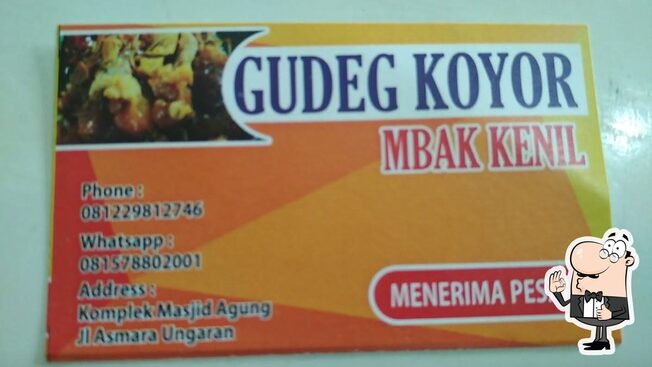 Menu at Gudeg Mbak Kenil restaurant, Ungaran