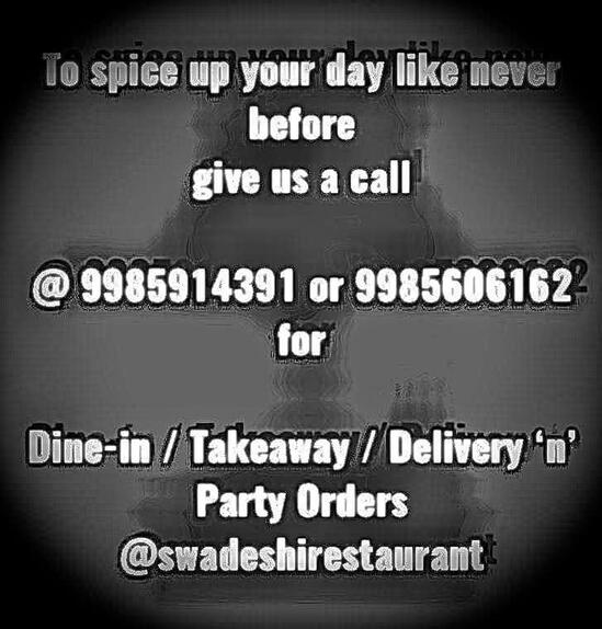 Menu at Swadeshi restaurant, Nandyal, padmavathi nagar nandyala