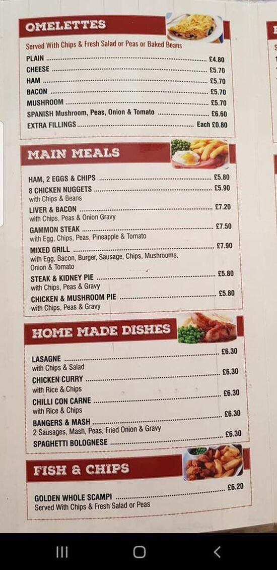 Menu at Zelda's Cafe, Snodland