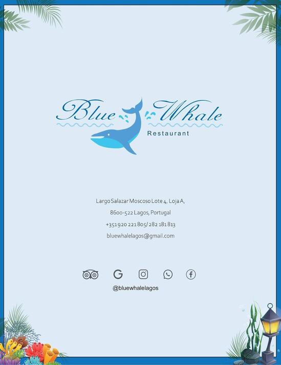 Menu at Blue Whale restaurant, Lagos