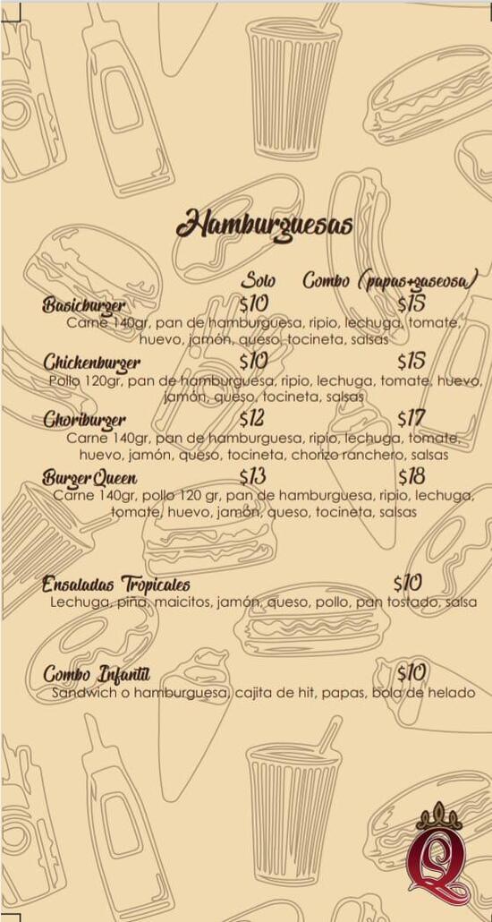 Menu at Sandwich Queen restaurant, Cali
