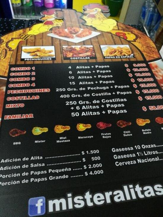 Menu at Mister alitas Belen restaurant, Medellín, Cra. 70 #19-41