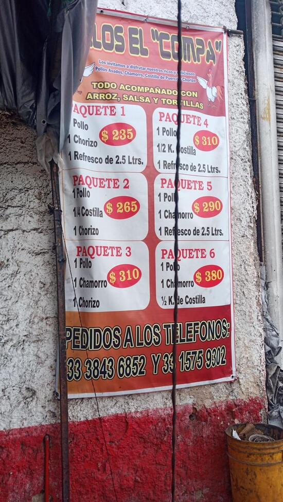 Menu at Pollos El restaurant, General Andrés Figueroa