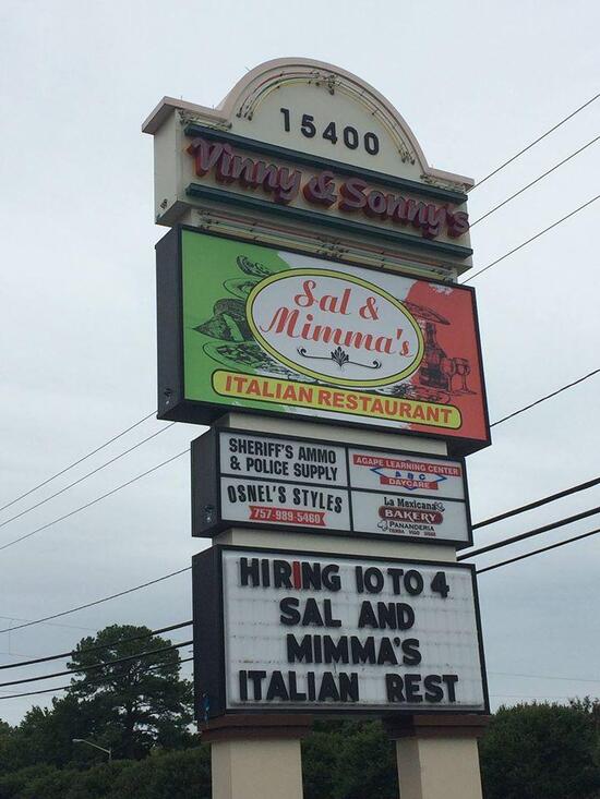 Menu at Sal & Mimma's is now Mama Rosa’s in Hampton va restaurant, Hampton