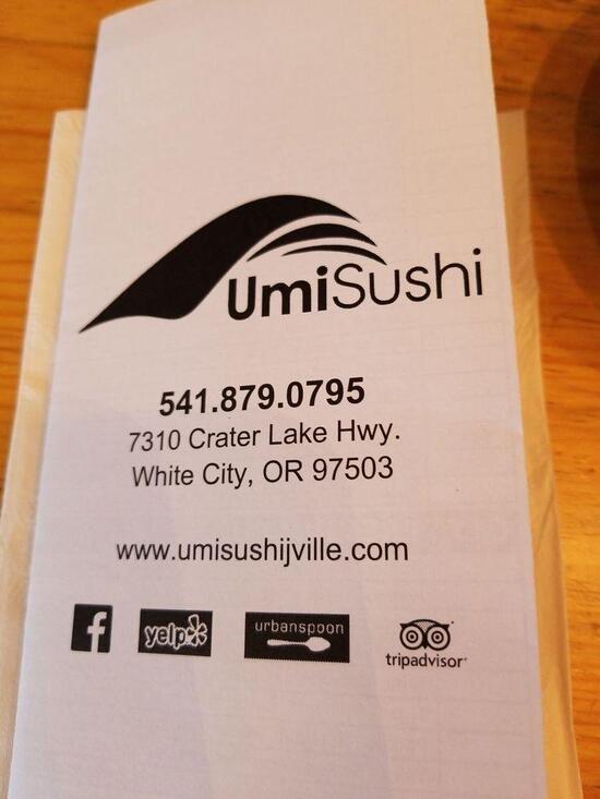 Menu At Umi Sushi Restaurant White City