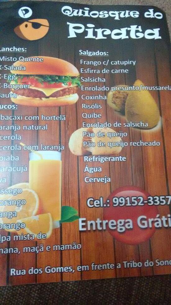 Menu Em Quiosque Pirata Kioske Pub Bar Peru Be