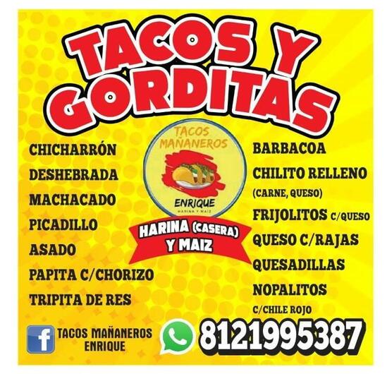 Menu at Tacos y Gorditas Enrique restaurant, General Escobedo