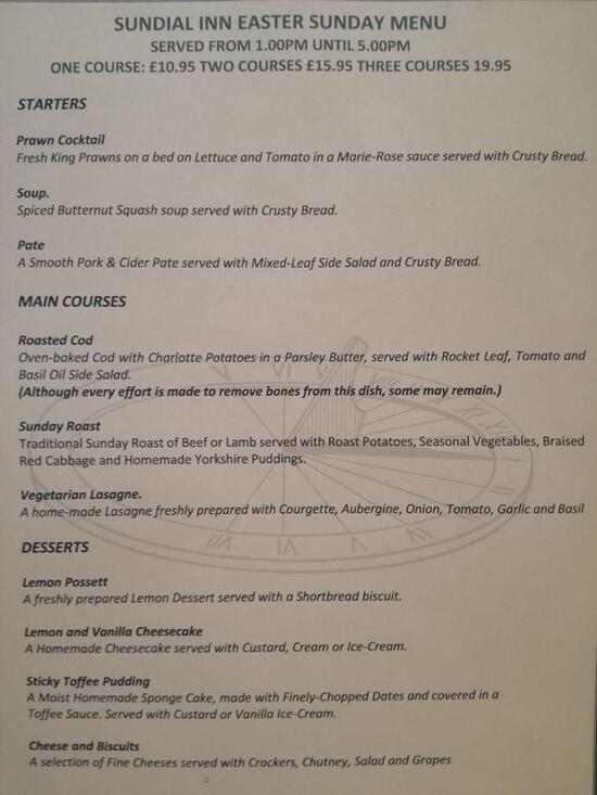 Menu at The Sundial pub & bar, Bentham