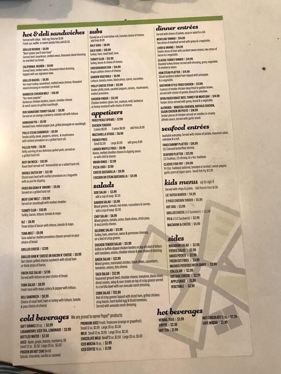 Menu at Zider Zee fast food, Holland