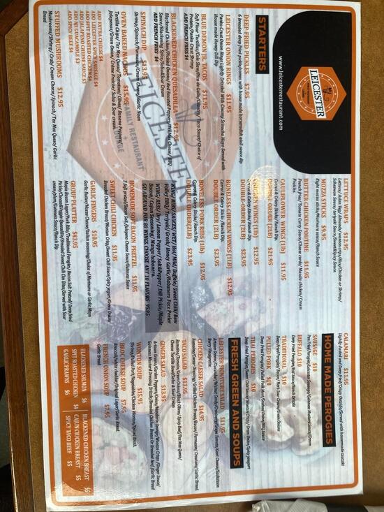 Menu at Leicester Family Restaurant +Lounge, Weyburn