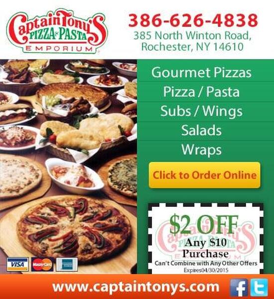 Menu at Captain Tony's Pizza & Pasta Emporium pizzeria, Rochester
