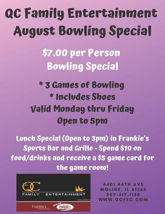Menu at QC Family Entertainment pub & bar, Moline