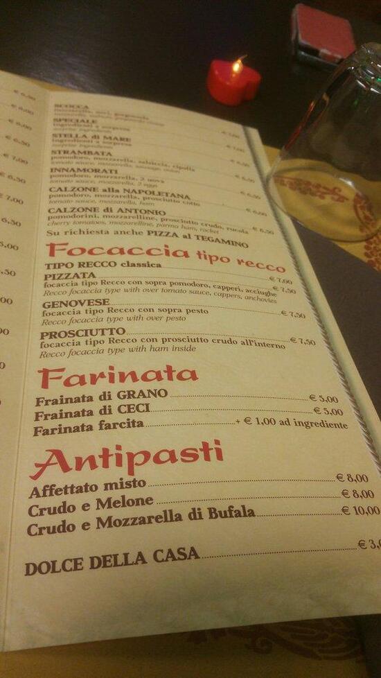 Menu Da Pizzeria L'Ancora, Albisola Superiore