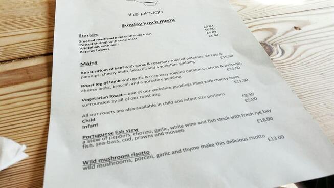Menu at The Plough pub & bar, Udimore, Udimore Rd