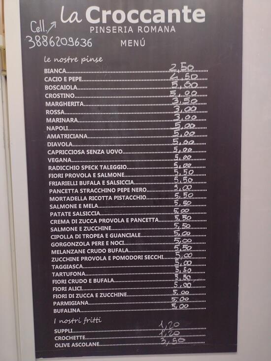 Menu Da La Croccante Pinseria Romana Ristorante Roma