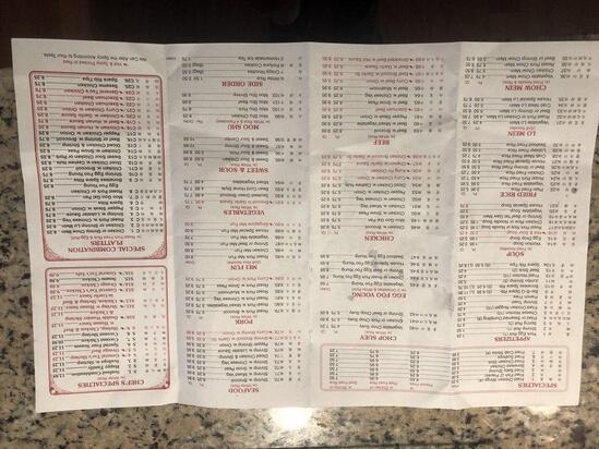 Menu At China Wok Restaurant Georgetown 401 College Park Dr