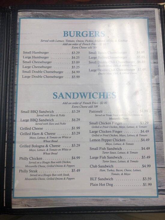 Menu at Mr. Sams Cafe, Skyline