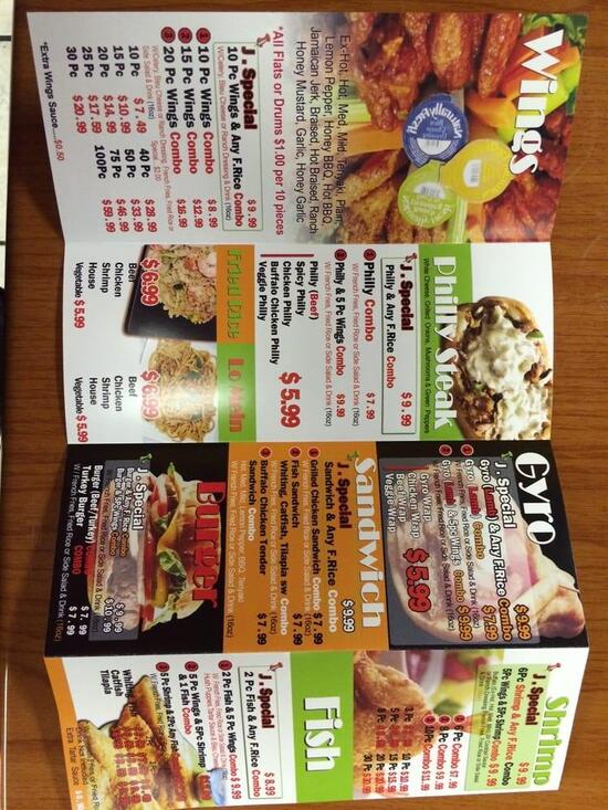 Menu at J. Buffalo Wings restaurant, Riverdale, GA85