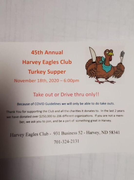Menu at Eagles Club, Harvey