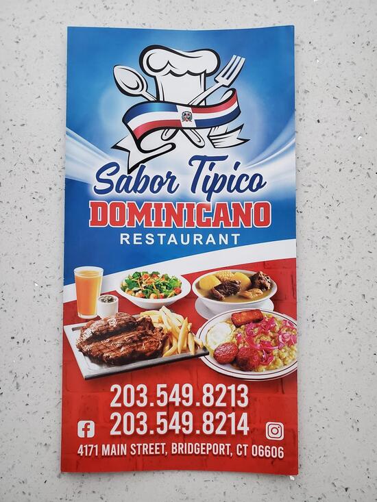 Menu at Sabor Tipico Dominicano Restaurant, Bridgeport