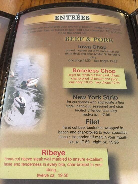 Menu at The Reapproach steakhouse, Meredosia, 214 Main St
